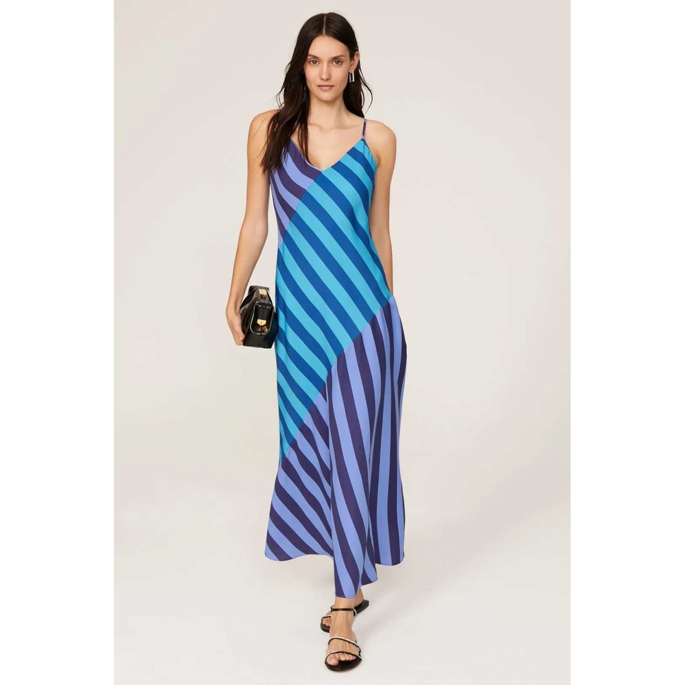 Saunders Collective Stripe Slip Midi Dress Blue 6